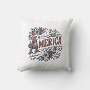 Vintage Merica Patriotisches Blumenhemd Design_1 Kissen