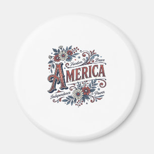 Vintage Merica Patriotisches Blumenhemd Design_1 Magnet