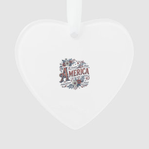 Vintage Merica Patriotisches Blumenhemd Design_1 Ornament