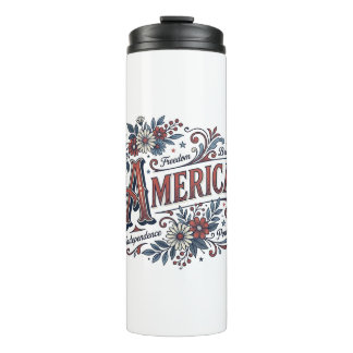 Vintage Merica Patriotisches Blumenhemd-Design_1 Thermosbecher
