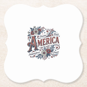 Vintage Merica Patriotisches Blumenhemd Design_1 Untersetzer