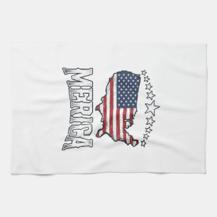 Vintage Merica patriotisches Flaggen-Karten-Shirt- Geschirrtuch