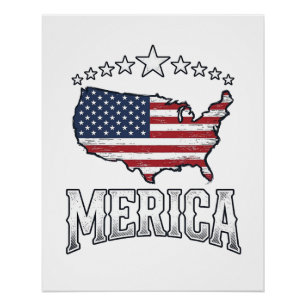 Vintage Merica patriotisches Flaggen-Karten-Shirt- Poster