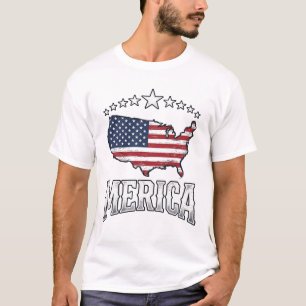 Vintage Merica patriotisches Flaggenkarte-Shirt-De T-Shirt