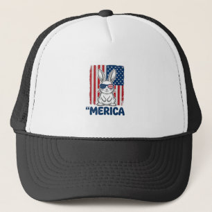Vintage Merica Patriotisches Hasen-Shirt Design_1 Truckerkappe
