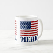 Vintage 'MERICA US Flaggen-Kaffee-Tasse Kaffeetasse (VorderseiteRechts)
