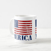 Vintage 'MERICA US Flaggen-Kaffee-Tasse Kaffeetasse (Vorderseite Links)