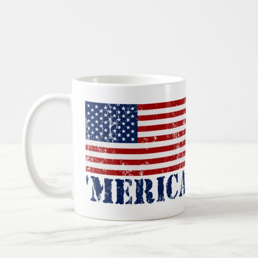 Vintage 'MERICA US Flaggen-Kaffee-Tasse Kaffeetasse (Links)