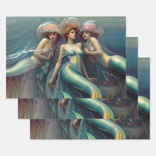 Vintage Mermaid Dekoupage Decoupaging Geschenkpapier Set (Set)