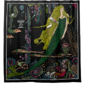 Vintage Mermaid-Druckhandfarbe Duschvorhang (Vorderseite)