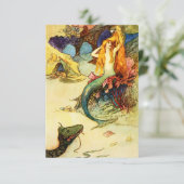 Vintage Mermaid-Einladungen Einladung (Stehend Vorderseite)