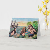 Vintage Mermaid-Grußkarte Karte (Gelbe Blume)