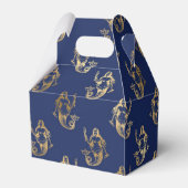 Vintage Mermaid in Blau und Gold Geschenkschachtel (Rückseite)