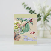 Vintage Mermaid in Farbe Postkarte (Stehend Vorderseite)