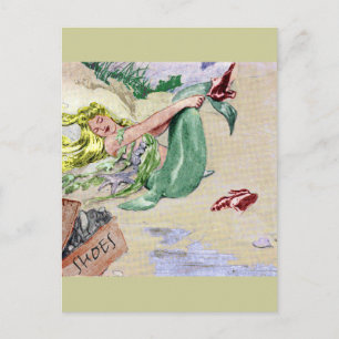 Vintage Mermaid in Farbe Postkarte