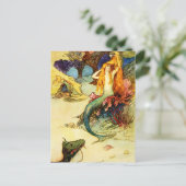 Vintage Mermaid Postkarte (Stehend Vorderseite)