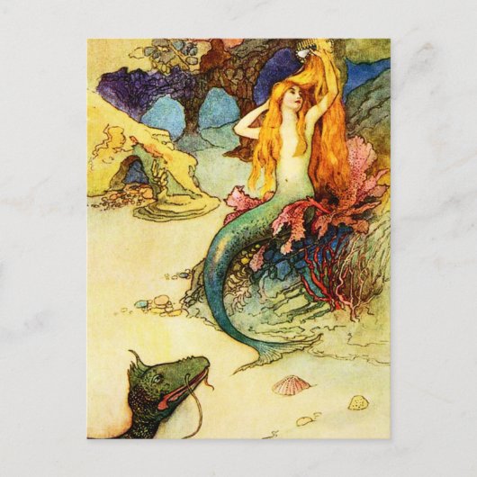 Vintage Mermaid Postkarte (Vorderseite)