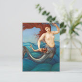 Vintage Mermaid Postkarte (Stehend Vorderseite)
