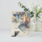Vintage Mermaid Postkarte (Stehend Vorderseite)
