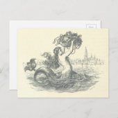 Vintage Mermaid Postkarte (Vorne/Hinten)