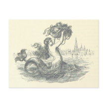 Vintage Mermaid Postkarte