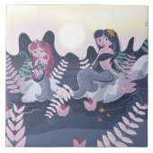 Vintage Mermaid-Printwerbung Fliese (Vorderseite)