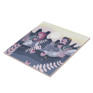 Vintage Mermaid-Printwerbung Fliese