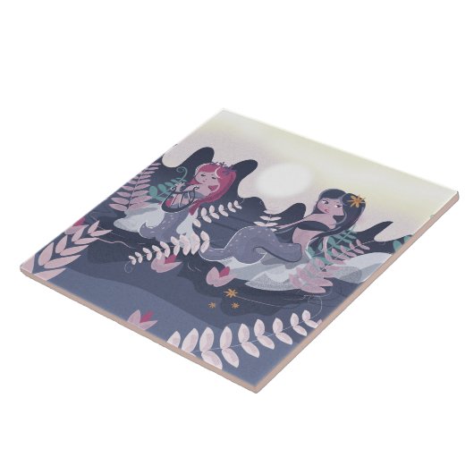 Vintage Mermaid-Printwerbung Fliese (Seite)