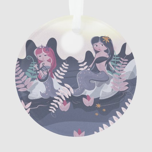 Vintage Mermaid-Printwerbung Ornament (Rückseite)
