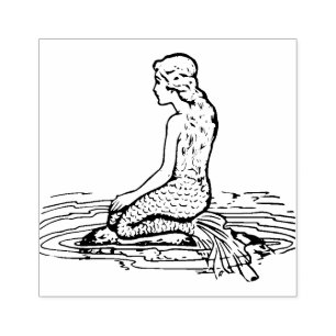 Vintage Mermaid Rubber-Briefmarke Gummistempel