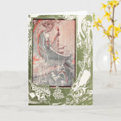 Vintage Mermaid / Siren & Sailor Karte (Gelbe Blume)