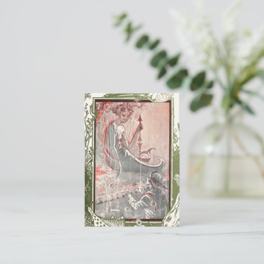 Vintage Mermaid / Siren & Sailor Visitenkarte (Stehend Vorderseite)