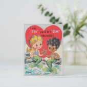 Vintage Mermaids Multi Racial Valentine Postkarte (Stehend Vorderseite)