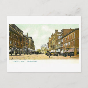 Vintage Merrimac Street, Lowell, Massachusetts Postkarte