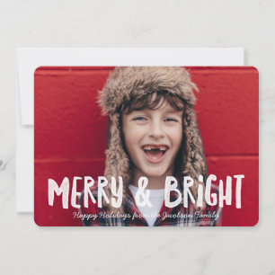 Vintage Merry & Bright Holiday Foto Card Feiertagskarte