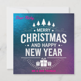 Vintage Merry Christmas and Happy New Year Holiday Einladung