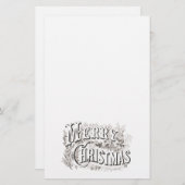 VINTAGE "MERRY CHRISTMAS" AUF STATIONERIE BRIEFPAPIER (Vorne/Hinten)