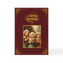 Vintage Merry Christmas Card with Singing Children