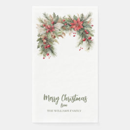 Vintage Merry Christmas Garland Paper Guest Towels Serviette