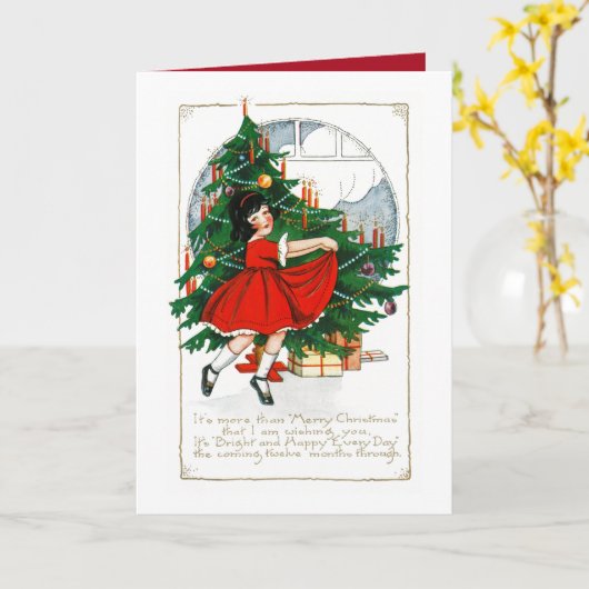 VINTAGE MERRY CHRISTMAS GREETCARD KARTE (Gelbe Blume)