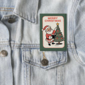 Vintage Merry Christmas Holiday Santa Reading Button (Insitu)