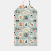 Vintage Merry Christmas Pattern Wrapping Paper Geschenkanhänger (Vorderseite)