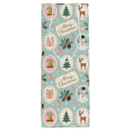 Vintage Merry Christmas Pattern Wrapping Paper Geschenktüte Für Weinflaschen