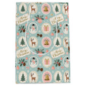 Vintage Merry Christmas Pattern Wrapping Paper Mittlere Geschenktüte (Vorderseite)