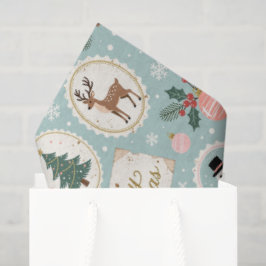 Vintage Merry Christmas Pattern Wrapping Paper Seidenpapier