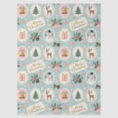 Vintage Merry Christmas Pattern Wrapping Paper Seidenpapier (Vorderseite)