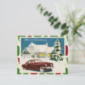 Vintage Merry Christmas Postkarte (Stehend Vorderseite)