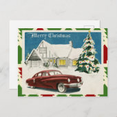 Vintage Merry Christmas Postkarte (Vorne/Hinten)