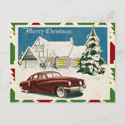 Vintage Merry Christmas Postkarte (Vorderseite)