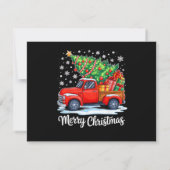 Vintage Merry Christmas Red Truck Funny Santa Tree (Rückseite)